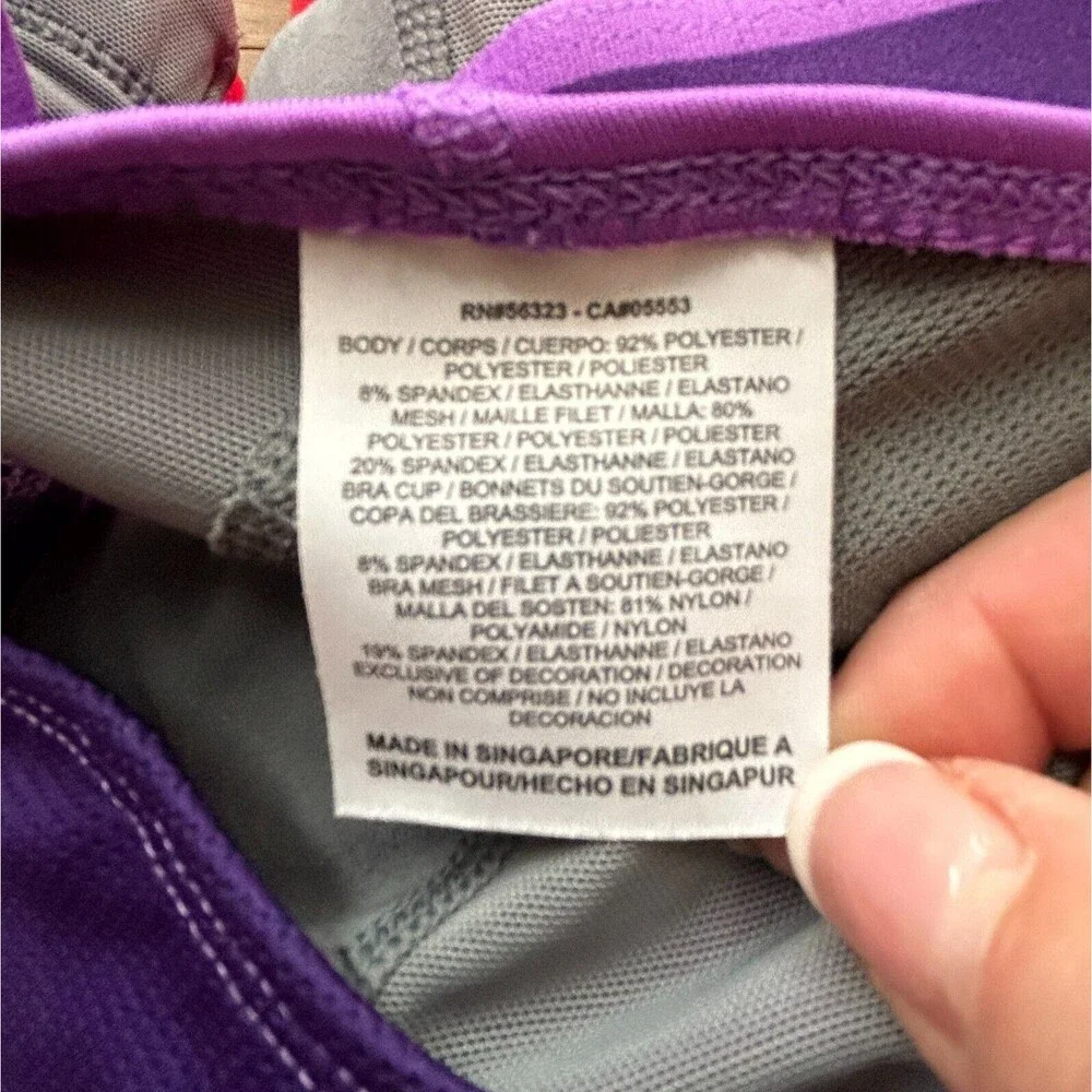 Nike Dri Fit Athletic Top L Purple Racer Back Inner Bra Stretch Activewear